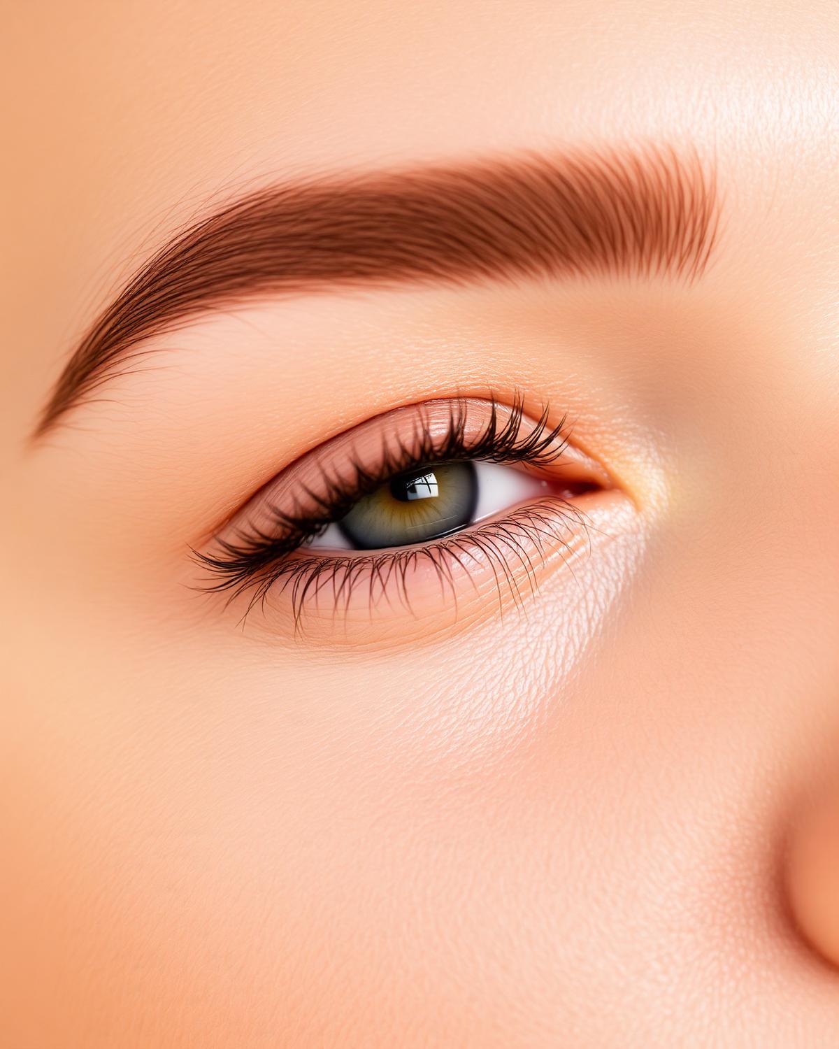 Detalhe editorial de sobrancelha natural bem desenhada